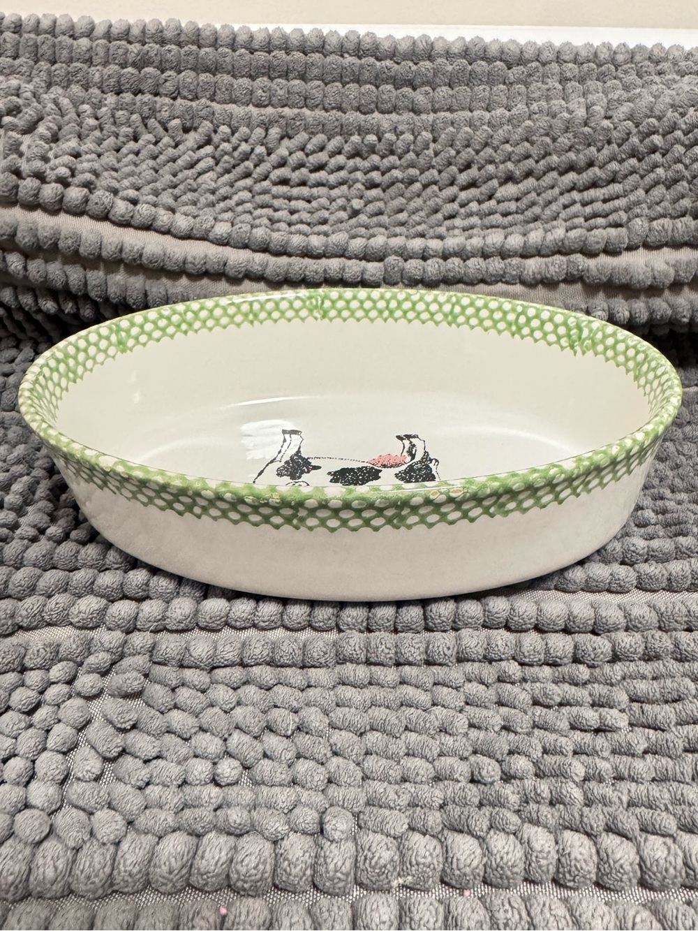 Vintage Teamson Folk Craft Cow Oval Stoneware Dish | Farmhouse Serving Bowl - Picture 5 of 8